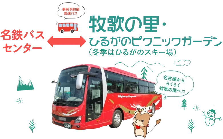 名鉄バスセンター～牧歌の里　事前予約制高速バス